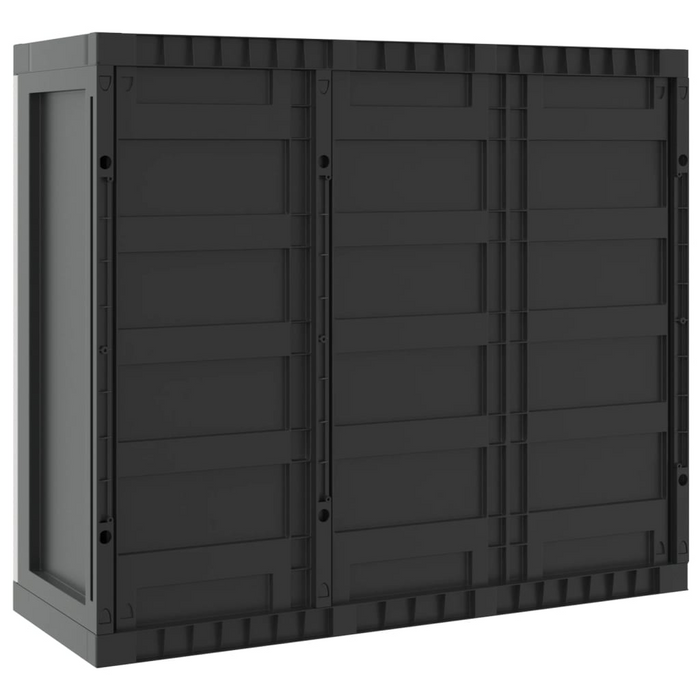 vidaXL Outdoor Storage Cabinet Gray and Black - 38.2"x14.6"x33.5" PP - Weather-Resistant Garden Storage Solution