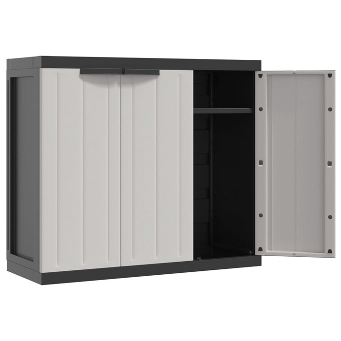 vidaXL Outdoor Storage Cabinet Gray and Black - 38.2"x14.6"x33.5" PP - Weather-Resistant Garden Storage Solution