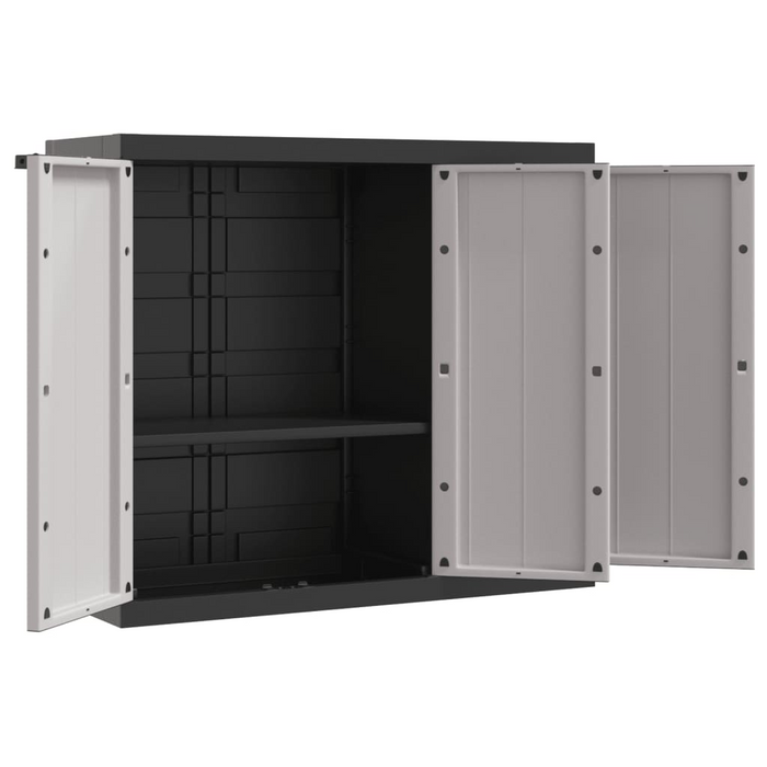 vidaXL Outdoor Storage Cabinet Gray and Black - 38.2"x14.6"x33.5" PP - Weather-Resistant Garden Storage Solution