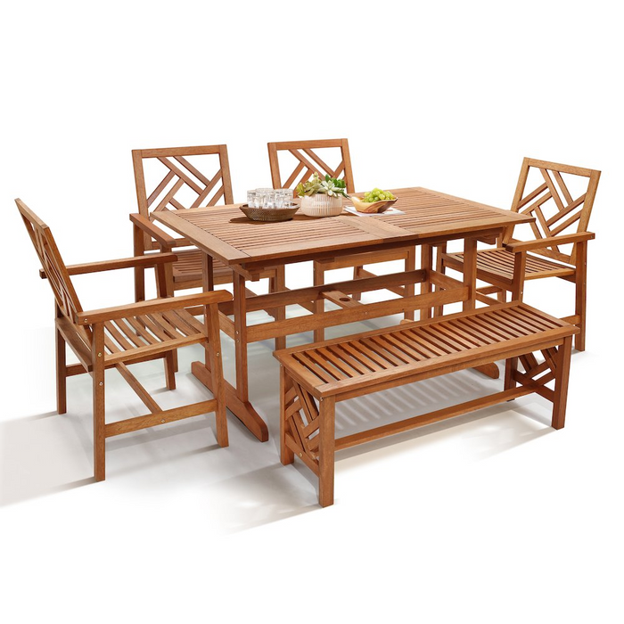 6-Piece Beautiful Outdoor Solid Wood Dining Set