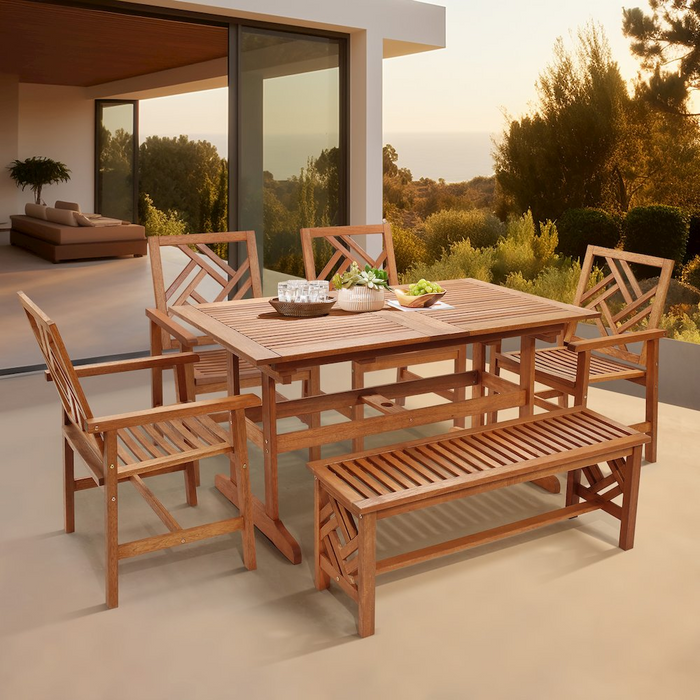 6-Piece Beautiful Outdoor Solid Wood Dining Set