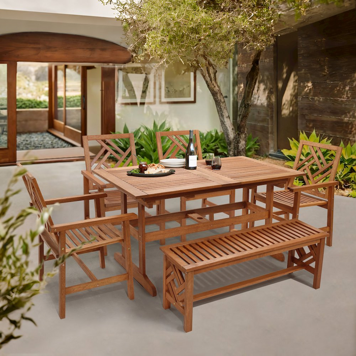 6-Piece Beautiful Outdoor Solid Wood Dining Set