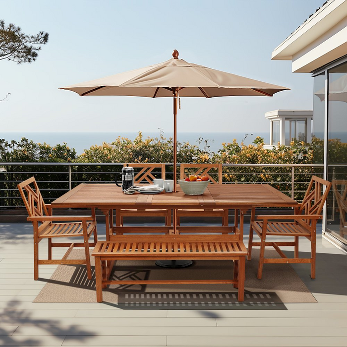 6-Piece Beautiful Outdoor Solid Wood Dining Set