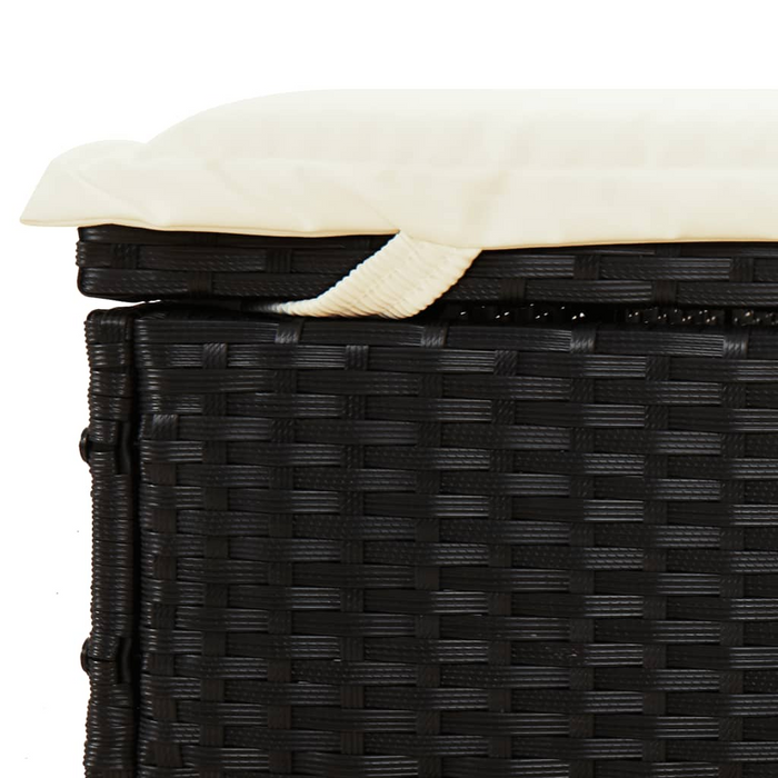 vidaXL 2-Person Sunbed with Foldable Roof in Black - Poly Rattan Outdoor Lounger 83.9"x46.5"x38.2"