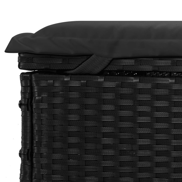 vidaXL 2-Person Sunbed with Round Roof - Black Poly Rattan Lounger | 83.1" x 44.1" x 55.1"