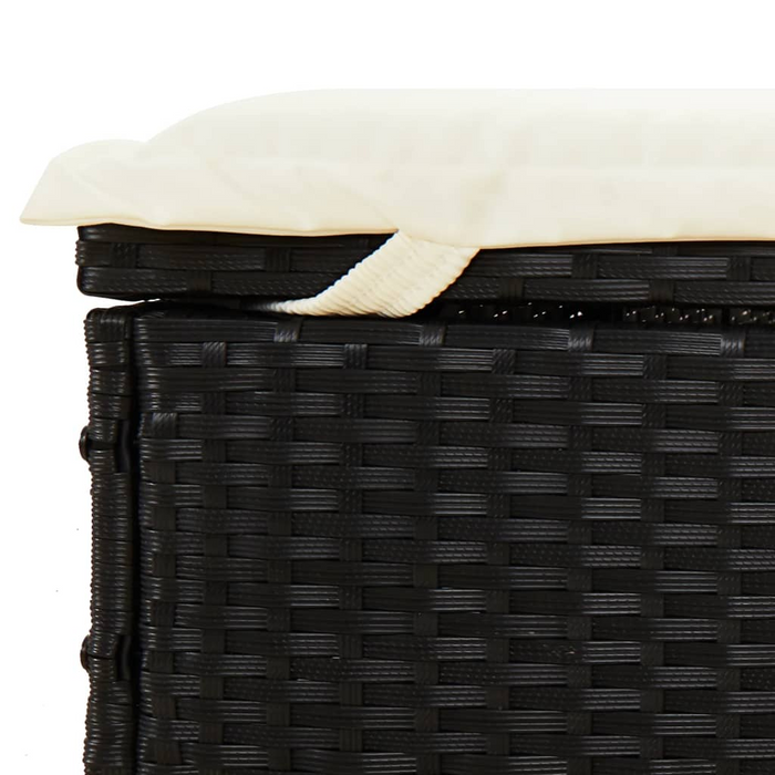 vidaXL 2-Person Black Sunbed with Adjustable Round Roof | PE Rattan, 83.1" x 44.1" x 55.1"