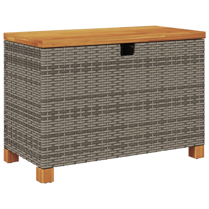 vidaXL Patio Storage Box Gray 31.5"x15.7"x18.9" Poly Rattan Acacia Wood | Weather-Resistant and Durable Outdoor Storage Solution