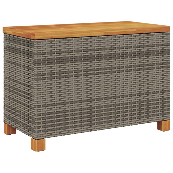 vidaXL Patio Storage Box Gray 31.5"x15.7"x18.9" Poly Rattan Acacia Wood | Weather-Resistant and Durable Outdoor Storage Solution