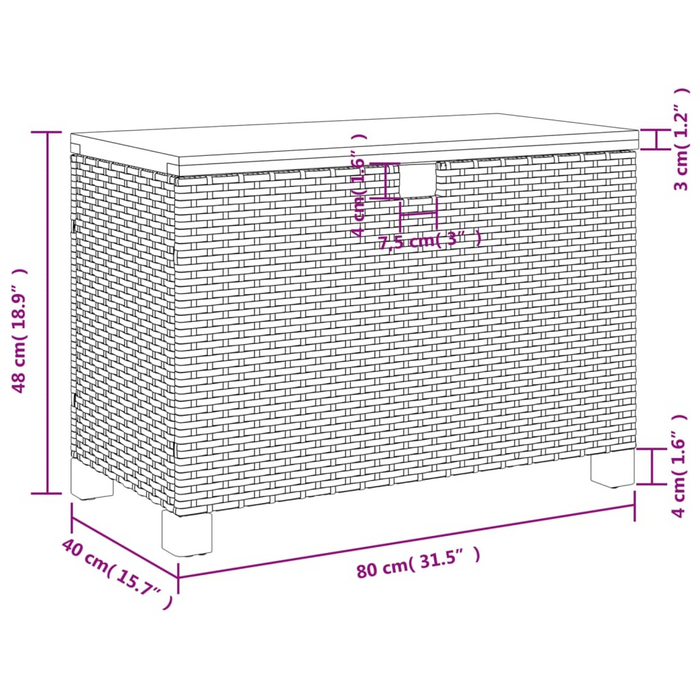 vidaXL Patio Storage Box Gray 31.5"x15.7"x18.9" Poly Rattan Acacia Wood | Weather-Resistant and Durable Outdoor Storage Solution