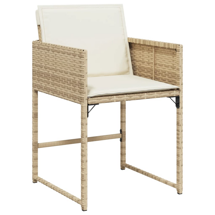 vidaXL 11 Piece Patio Dining Set with Cushions Beige Poly Rattan