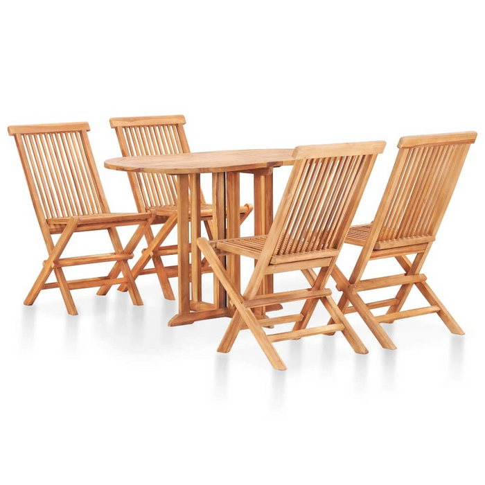 vidaXL 5 Piece Folding Outdoor Dining Set in Solid Teak Wood - Perfect for Patio & Garden