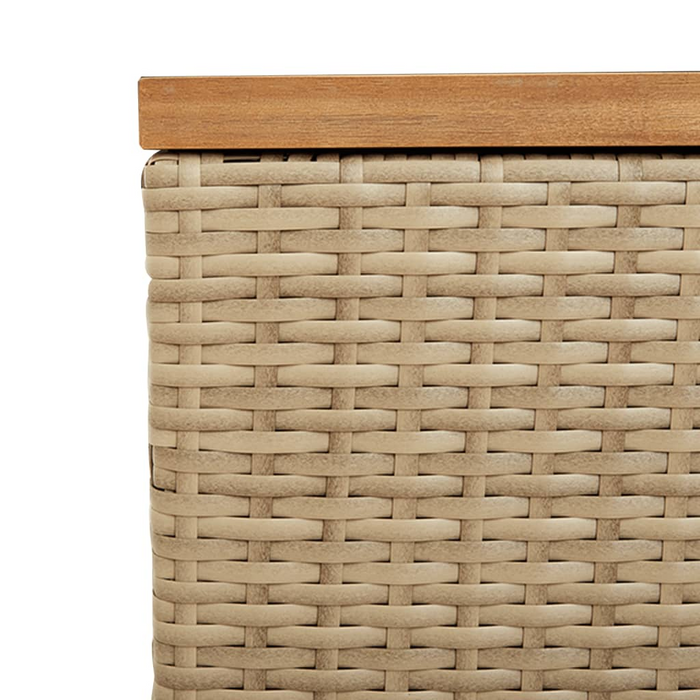 vidaXL Patio Storage Box Beige 86.6"x19.7"x21.3" Poly Rattan Acacia Wood - Weather-Resistant Outdoor Organizer