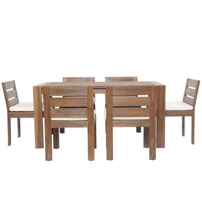 7 Piece Acacia Wood Outdoor Dining Set – Perfect for Patio, Balcony, Backyard – Easy Assembly, Comfortable Cushions, Stylish Design