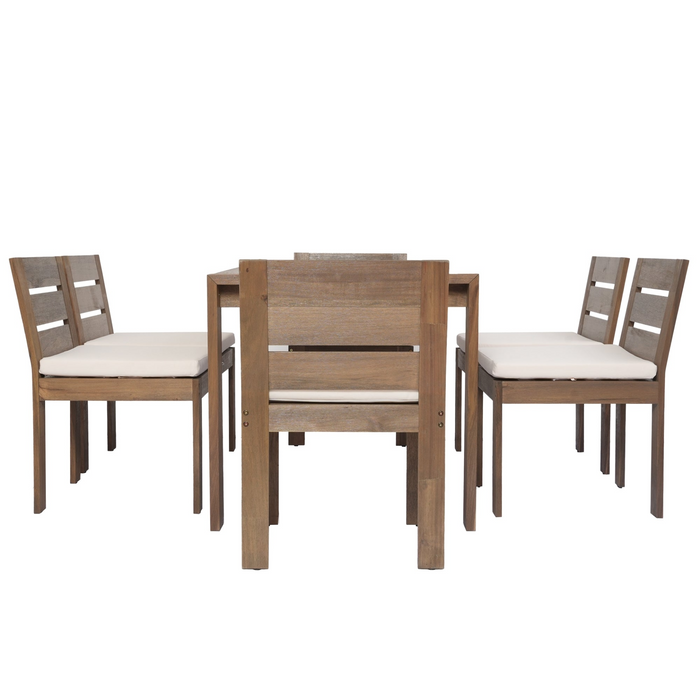 7 Piece Acacia Wood Outdoor Dining Set – Perfect for Patio, Balcony, Backyard – Easy Assembly, Comfortable Cushions, Stylish Design