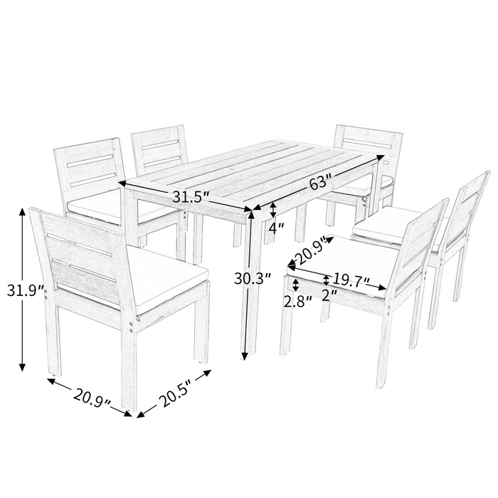 7 Piece Acacia Wood Outdoor Dining Set – Perfect for Patio, Balcony, Backyard – Easy Assembly, Comfortable Cushions, Stylish Design