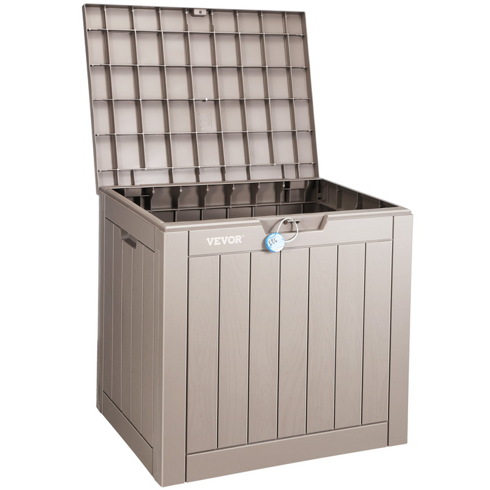 VEVOR Deck Box, 31 Gallon Waterproof Outdoor Storage Box, Grey