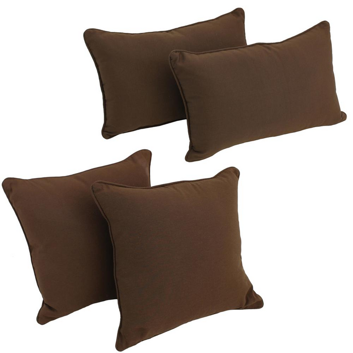 Double-corded Solid Twill Throw Pillows with Inserts (Set of 4), Chocolate