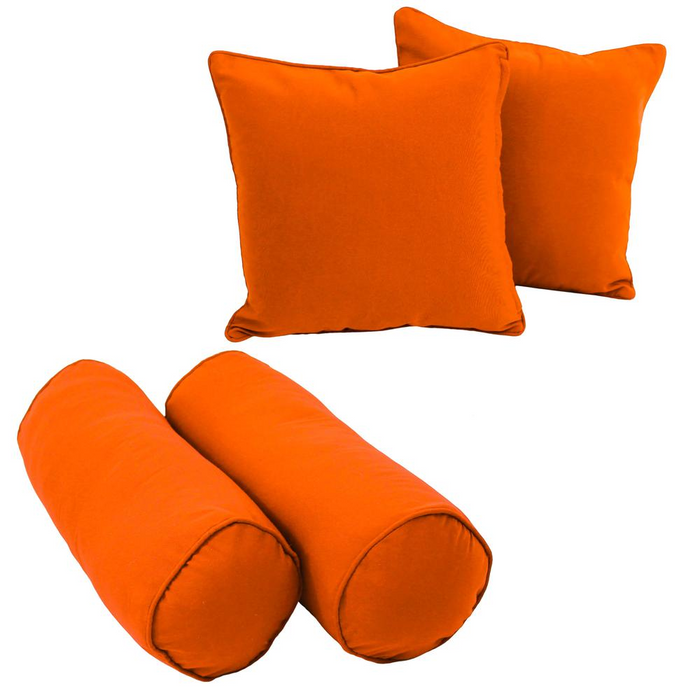 Double-corded Solid Twill Throw Pillows with Inserts (Set of 4) Tangerine Dream