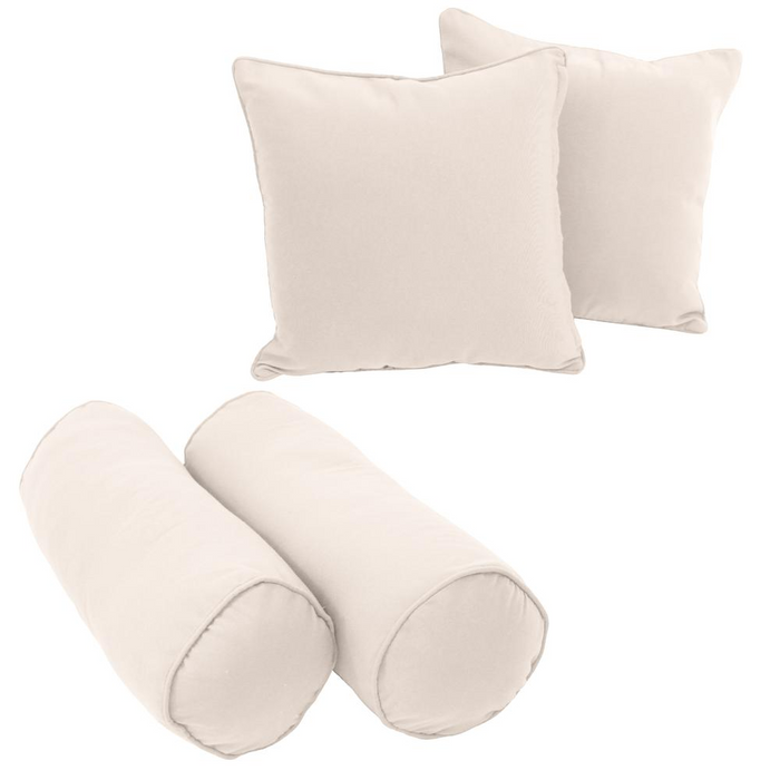 Double-corded Solid Twill Throw Pillows with Inserts (Set of 4), Natural