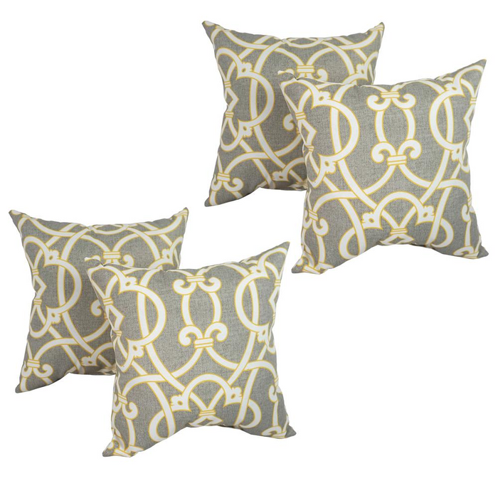 Blazing Needles Outdoor Spun Polyester Throw Pillows (Set of 4)