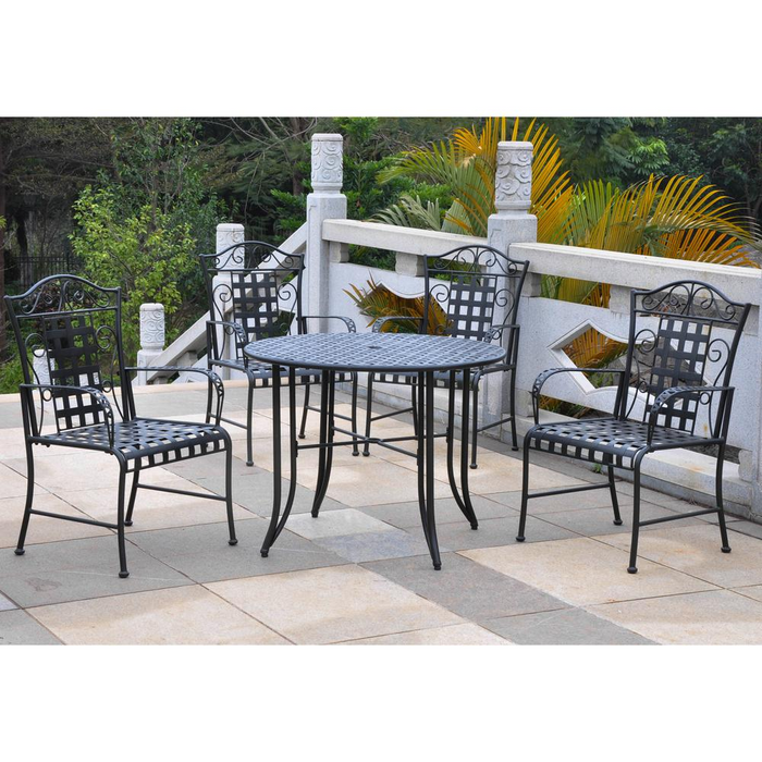 Mandalay Set of 5 Outdoor Dining Group - Elegant & Durable Iron Patio Set