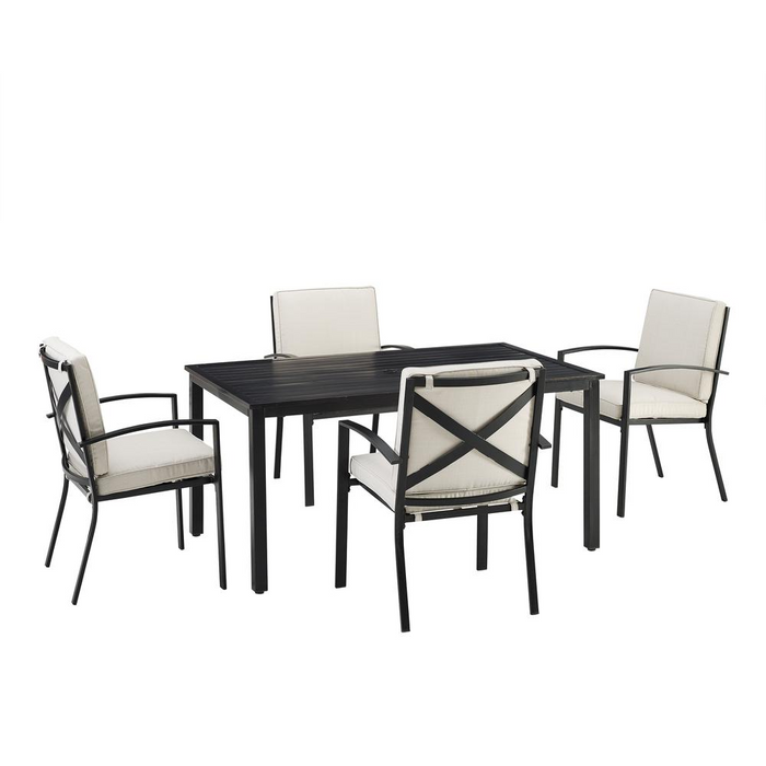 Kaplan 5-Piece Outdoor Dining Set with Cushioned Chairs - Oatmeal/Oil Rubbed Bronze