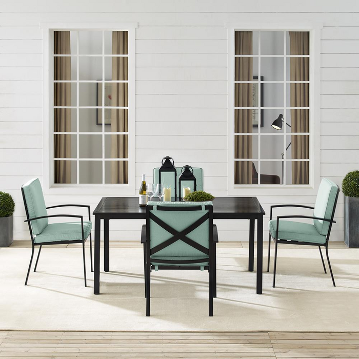 Kaplan 5Pc Outdoor Metal Dining Set - Mist/Oil Rubbed Bronze - Elegant Table & 4 Chairs