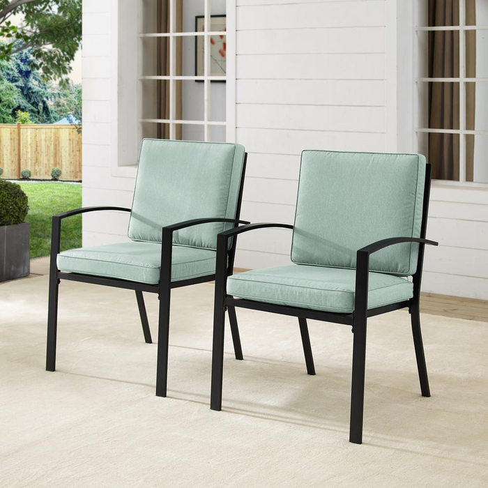 Kaplan 2Pc Outdoor Metal Dining Chair Set - Mist/Oil Rubbed Bronze Cushioned Chairs