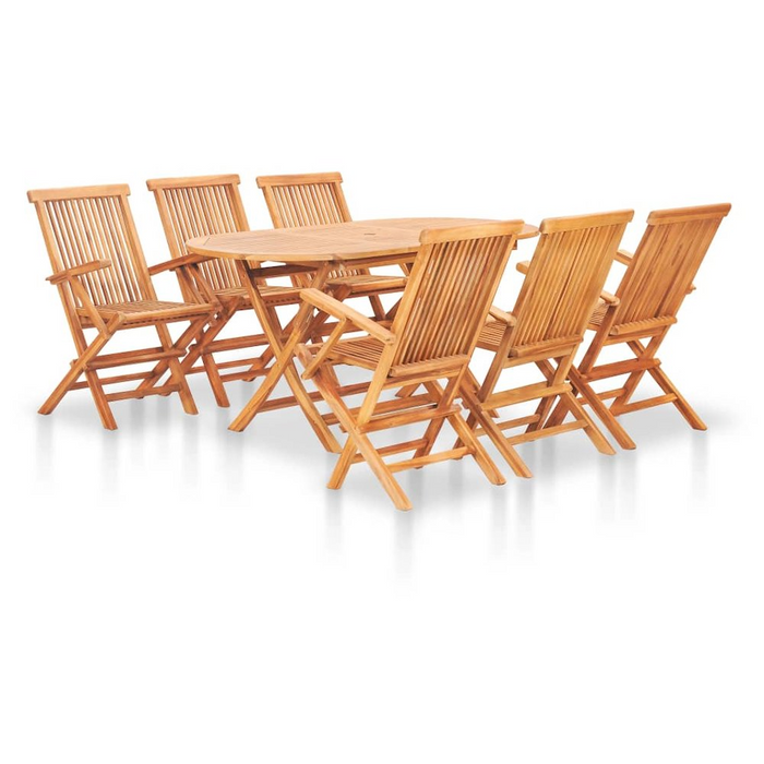 vidaXL 7 Piece Folding Outdoor Dining Set - Solid Teak Wood for Garden Patio