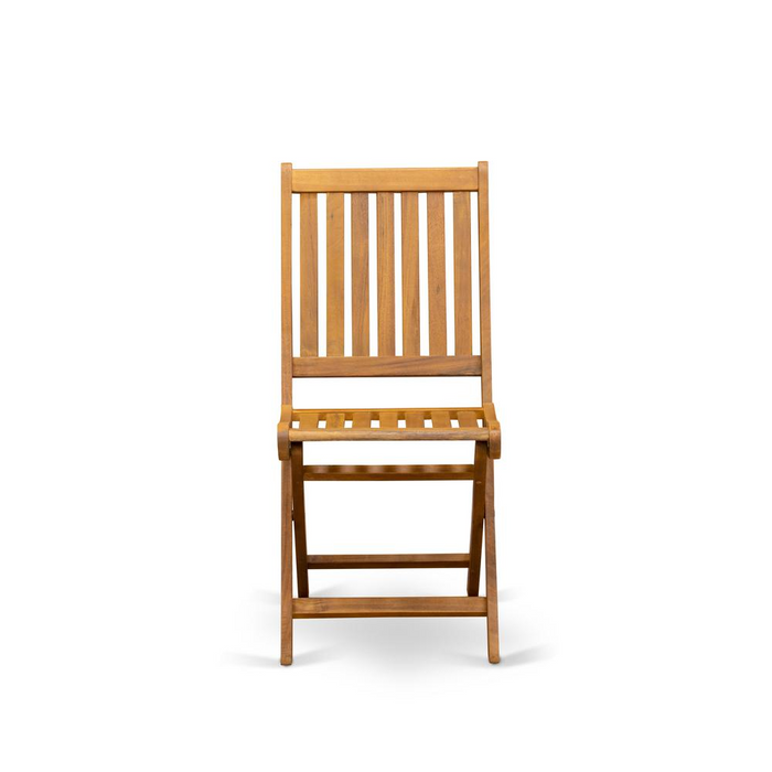 East West Furniture BDKCWNA Outdoor Dining Chairs Slatted Back - Natural Oil Finish - Set of 2