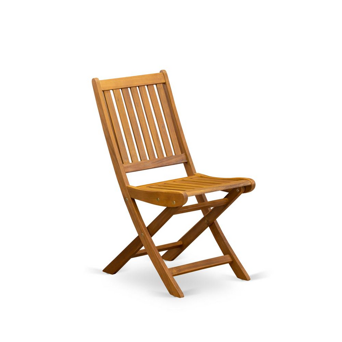 East West Furniture BDKCWNA Outdoor Dining Chairs Slatted Back - Natural Oil Finish - Set of 2