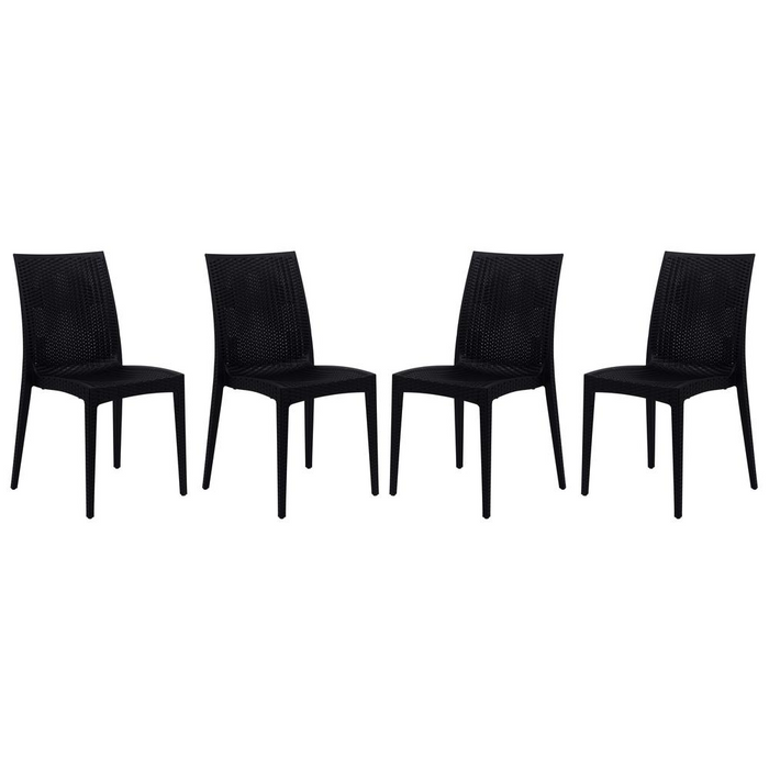 Weave Mace Armless Dining Chair Set of 4 - Indoor/Outdoor, Stackable & Stylish