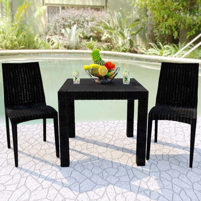 Weave Mace Armless Dining Chair Set of 4 - Indoor/Outdoor, Stackable & Stylish