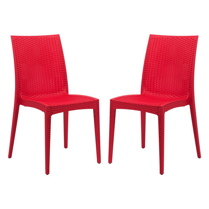 Weave Mace Armless Dining Chairs | Indoor/Outdoor Set of 2 | Stylish & Stackable