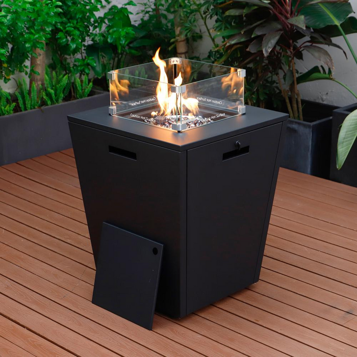 Chelsea Aluminum Patio Modern Propane Fire Pit Side Table - Elegant & Functional Outdoor Furniture