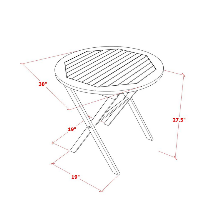 3-Pc Patio Outdoor Dining Set with Folding Table & 2 Chairs - Natural Oil Finish