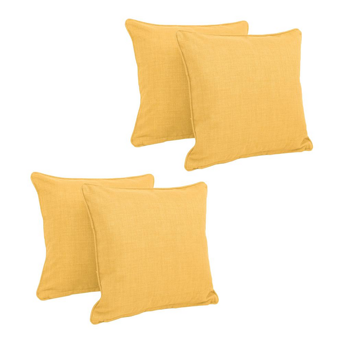 18-inch Double-corded Solid Outdoor Spun Polyester Square Throw Pillows with Inserts (Set of 4)  9810-CD-S4-REO-SOL-03