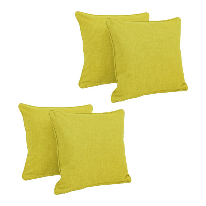 18-inch Double-corded Solid Outdoor Spun Polyester Square Throw Pillows with Inserts (Set of 4)  9810-CD-S4-REO-SOL-01