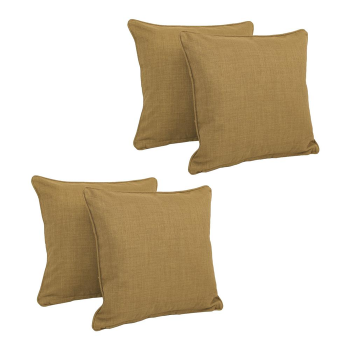 18-inch Double-corded Solid Outdoor Spun Polyester Square Throw Pillows with Inserts (Set of 4)  9810-CD-S4-REO-SOL-08