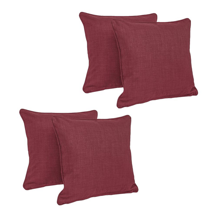 18-inch Double-corded Solid Outdoor Spun Polyester Square Throw Pillows with Inserts (Set of 4)  9810-CD-S4-REO-SOL-17