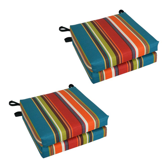 Blazing Needles Set of 4 Outdoor Chair Cushions, Westport Teal - Vibrant and Stylish