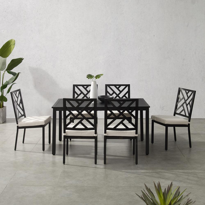 Locke 7Pc Outdoor Metal Dining Set - Stylish & Durable Patio Furniture