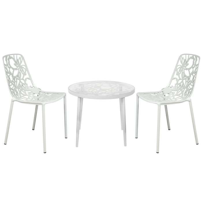 Elegant 3-Piece Aluminum Outdoor Patio Dining Set with Tempered Glass Top Table