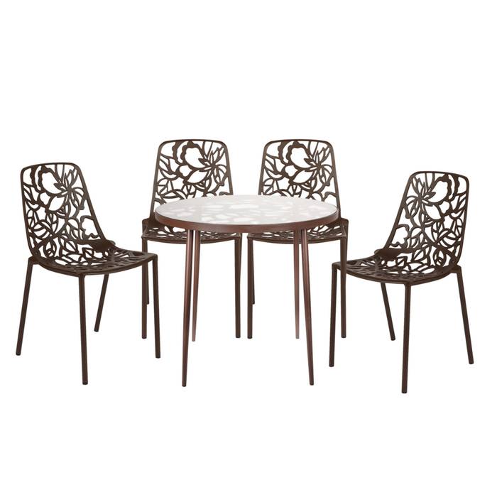 Elegant 5-Piece Aluminum Patio Dining Set with Tempered Glass Top Table