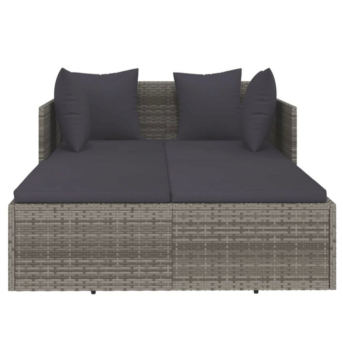 Luxurious Gray Poly Rattan Sunbed with Cushions - Perfect for Poolside, Patio, or Garden - 71.7"x46.5"x24.8"