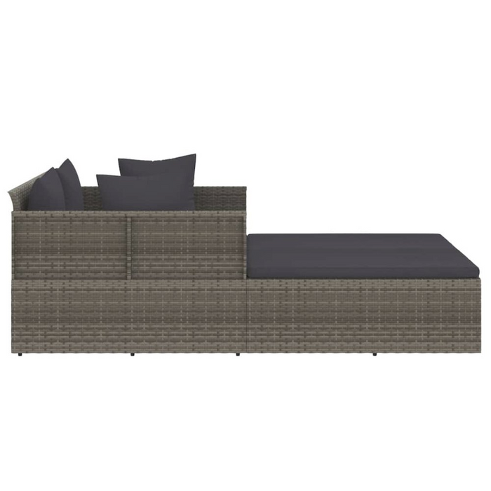 Luxurious Gray Poly Rattan Sunbed with Cushions - Perfect for Poolside, Patio, or Garden - 71.7"x46.5"x24.8"