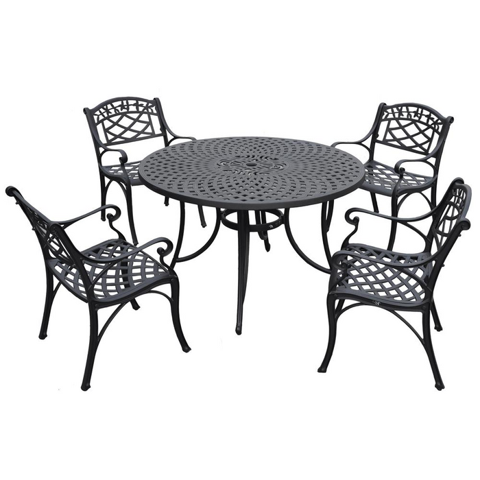 Sedona 46" 5Pc Outdoor Dining Set - Black - Perfect for Garden, Patio, or Deck