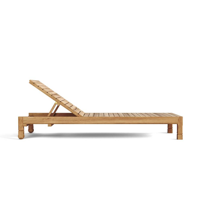 SouthBay Sun Lounger - Solid Teakwood, Adjustable Positions, Wheels for Easy Moving