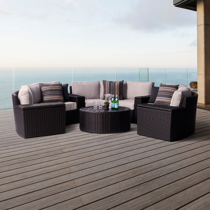 Elliot Outdoor 7-Piece Round Sectional Set