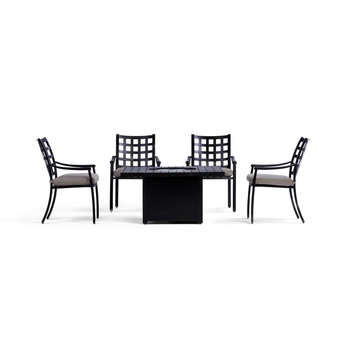  Yardbird Lily Outdoor Fire Pit Table Set with 4 Fixed Chairs Outdoor Furniture